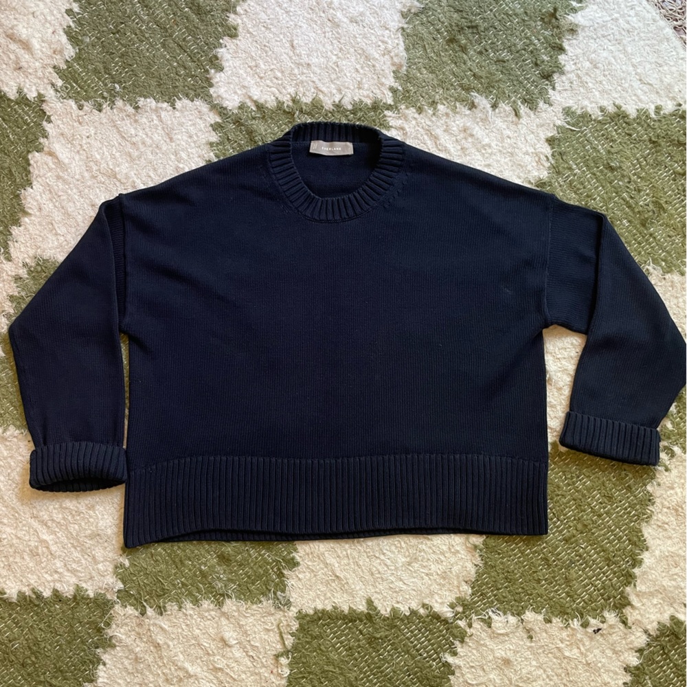 Everlane Organic Cotton Crew Sweater — Size Small, Navy